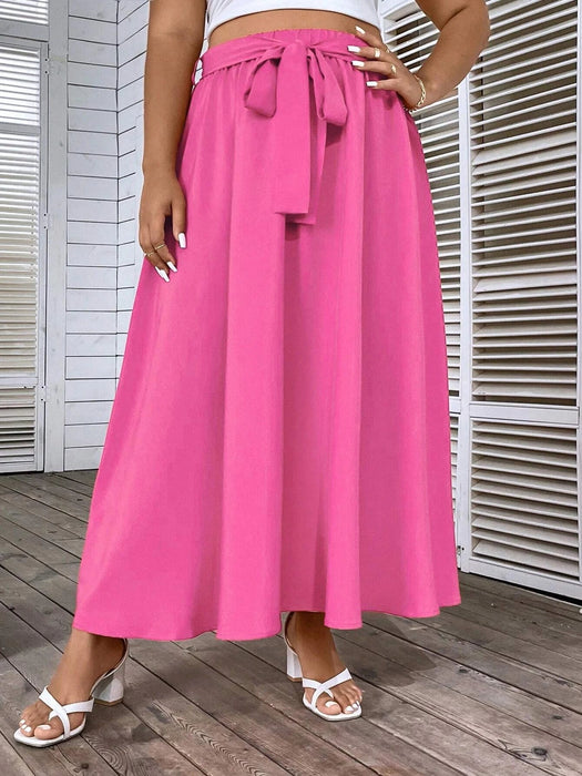 Shein Falda acampanada con cinturón liso Holidaya en talla grande - Quierox - Tienda Online