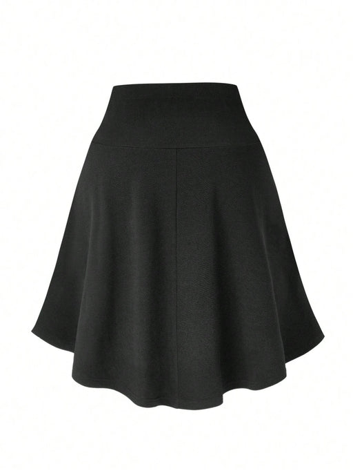 SHEIN Falda acampanada de media longitud de color liso para mujer - Quierox - Tienda Online