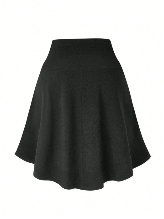 SHEIN Falda acampanada de media longitud de color liso para mujer - Quierox - Tienda Online