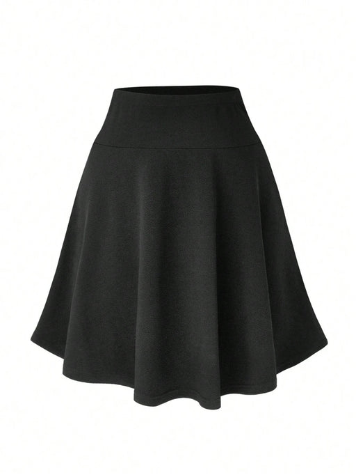 SHEIN Falda acampanada de media longitud de color liso para mujer - Quierox - Tienda Online