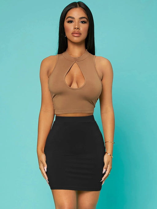 SHEIN Falda ajustada básica informal de verano negra para mujer - Quierox - Tienda Online