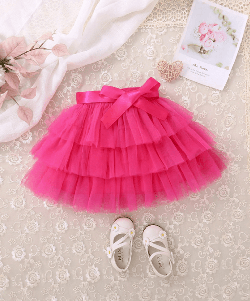 SHEIN Falda con cinturón y dobladillo superpuesto de malla para chica joven - Quierox - Tienda Online