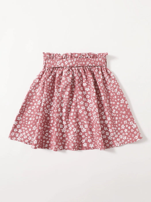 SHEIN Falda con cinturón y estampado floral , estilo paperbag. - Quierox - Tienda Online