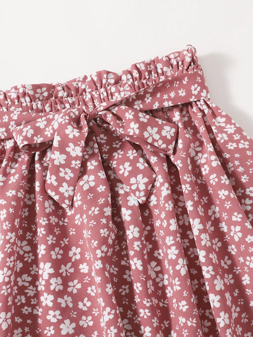 SHEIN Falda con cinturón y estampado floral , estilo paperbag. - Quierox - Tienda Online
