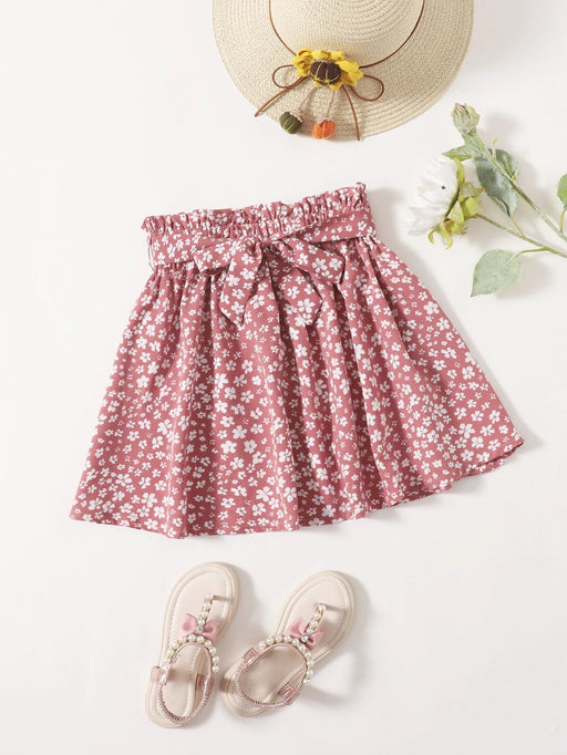 SHEIN Falda con cinturón y estampado floral , estilo paperbag. - Quierox - Tienda Online