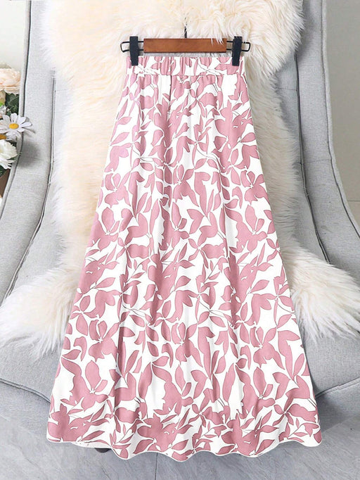 SHEIN Falda larga informal con estampado floral y cordón ajustable en la cintura para mujer - Quierox - Tienda Online