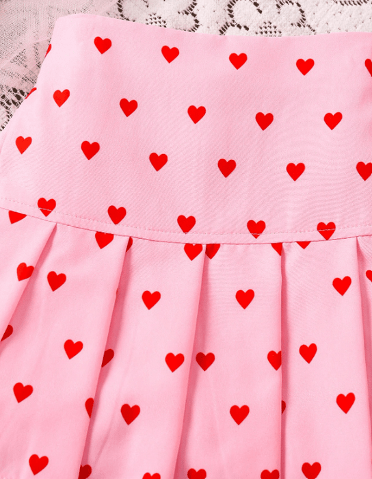 SHEIN Falda Plisada Con Estampado De Corazón En Todo De Niña - Quierox - Tienda Online