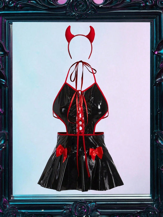 SHEIN Fantasy Costume Conjunto sexy de demonio de Halloween de 3 piezas - Quierox - Tienda Online