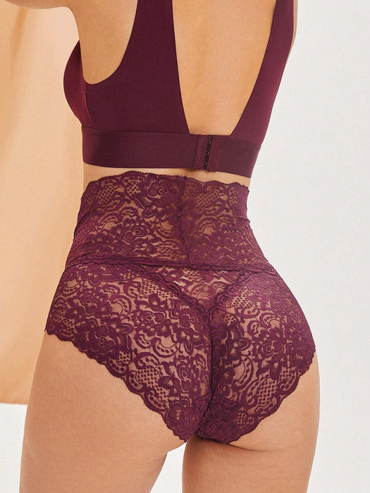 SHEIN FINETOO 1 pieza de bragas de triángulo de encaje de cintura alta sexys para mujer - Quierox - Tienda Online