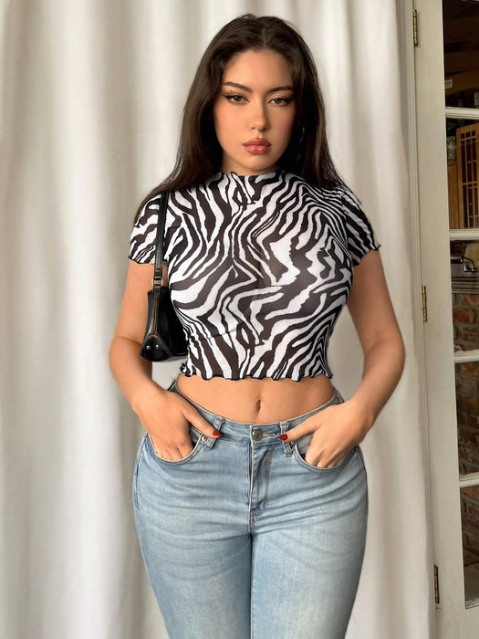 SHEIN Firerie Camiseta transparente con estampado de cebra elegante para mujer - Quierox - Tienda Online