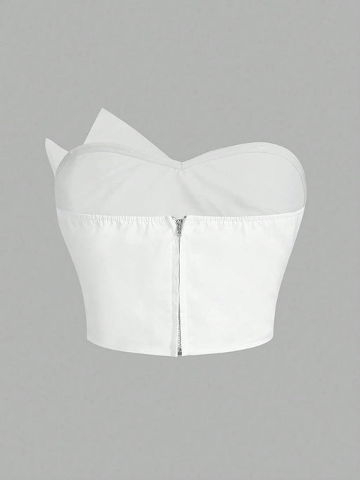 SHEIN Firerie Top tubo acortado plisado de unicolor para mujer - Quierox - Tienda Online