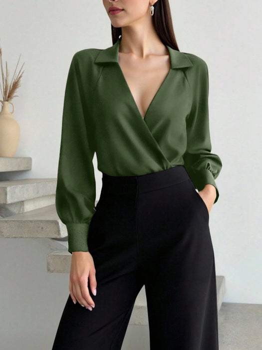 SHEIN Franclia Body de manga larga y cuello en V de corte ajustado - Quierox - Tienda Online