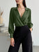 SHEIN Franclia Body de manga larga y cuello en V de corte ajustado - Quierox - Tienda Online