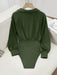SHEIN Franclia Body de manga larga y cuello en V de corte ajustado - Quierox - Tienda Online