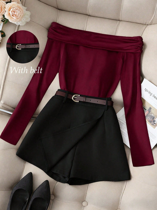 SHEIN Franclia Conjunto de 2 piezas de mujer, top de manga larga - Quierox - Tienda Online