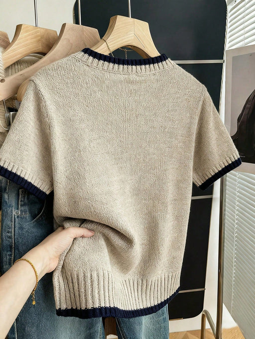 SHEIN Franclia Nueva blusa de punto de verano minimalista - Quierox - Tienda Online