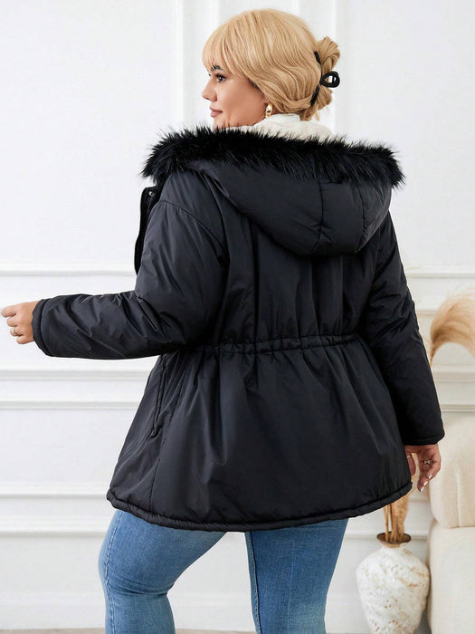 SHEIN Frenchy Chaqueta acolchada con capucha y forro polar de talla grande para mujer - Quierox - Tienda Online