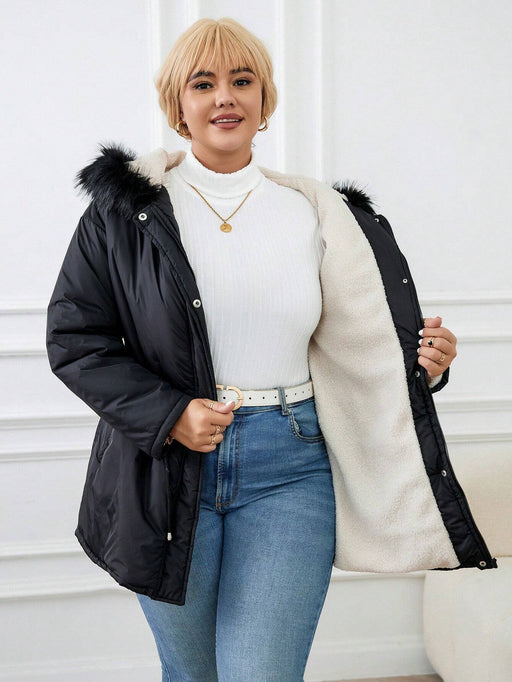 SHEIN Frenchy Chaqueta acolchada con capucha y forro polar de talla grande para mujer - Quierox - Tienda Online