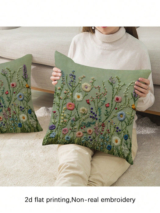 Shein Funda de almohada moderna con diseño floral (2 unidades), color verde claro con cremallera oculta, lavable a máquina sin incluye relleno - Quierox - Tienda Online
