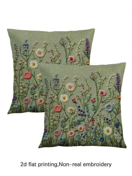 Shein Funda de almohada moderna con diseño floral (2 unidades), color verde claro con cremallera oculta, lavable a máquina sin incluye relleno - Quierox - Tienda Online