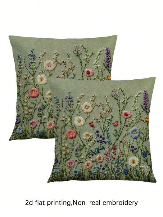 Shein Funda de almohada moderna con diseño floral (2 unidades), color verde claro con cremallera oculta, lavable a máquina sin incluye relleno - Quierox - Tienda Online