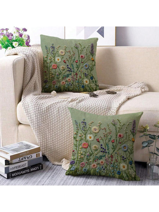 Shein Funda de almohada moderna con diseño floral (2 unidades), color verde claro con cremallera oculta, lavable a máquina sin incluye relleno - Quierox - Tienda Online