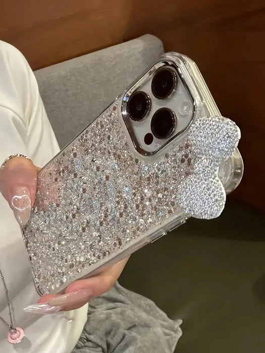 SHEIN Funda de lujo con pedrería y lazo brillante, compatible con iPhone 11 PRO MAX - Quierox - Tienda Online