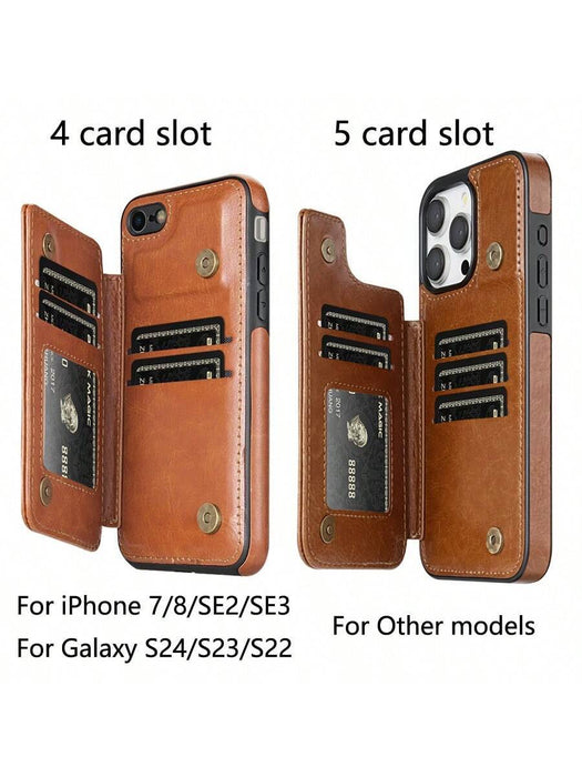 SHEIN Funda de piel sintética con cartera de color liso con doble hebilla para iPhone 15 Pro Max - Quierox - Tienda Online