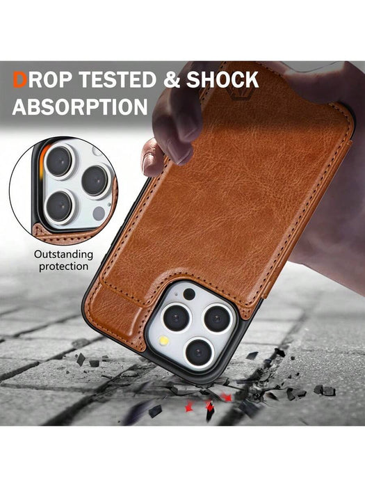 SHEIN Funda de piel sintética con cartera de color liso con doble hebilla para iPhone 15 Pro Max - Quierox - Tienda Online