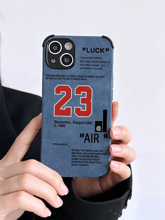 SHEIN Funda de piel suave al tacto, personalizada en azul, con estampado de letras - Quierox - Tienda Online