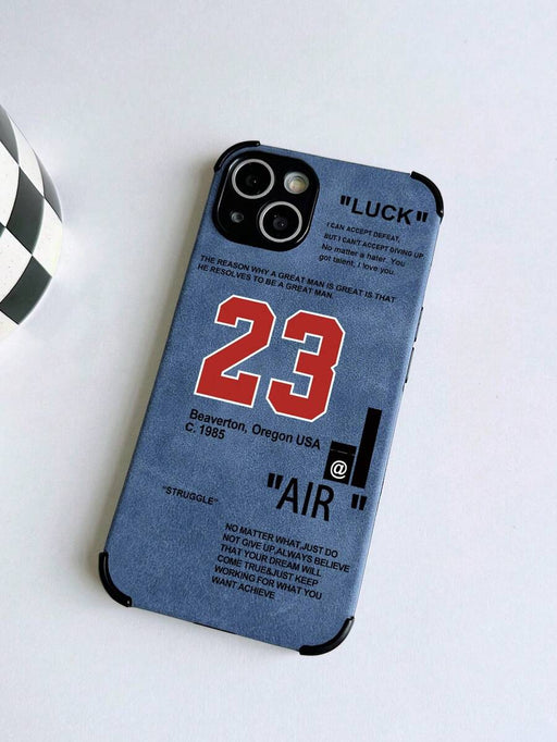 SHEIN Funda de piel suave al tacto, personalizada en azul, con estampado de letras - Quierox - Tienda Online