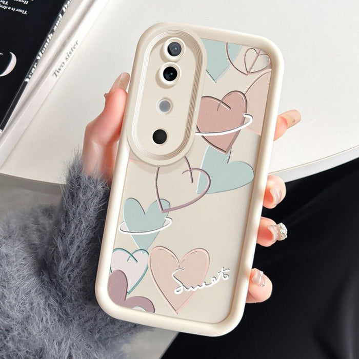 Shein funda de silicona para teléfono con diseño de corazones pasteles y protección de cámara integrada para Honor 90 - Quierox - Tienda Online
