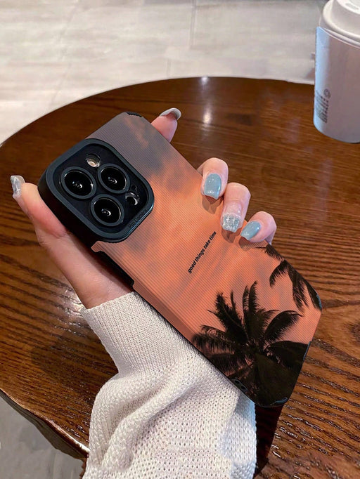 Shein Funda de teléfono anti - caída de patrón de árbol de coco compatible con IPhone12 PRO - Quierox - Tienda Online