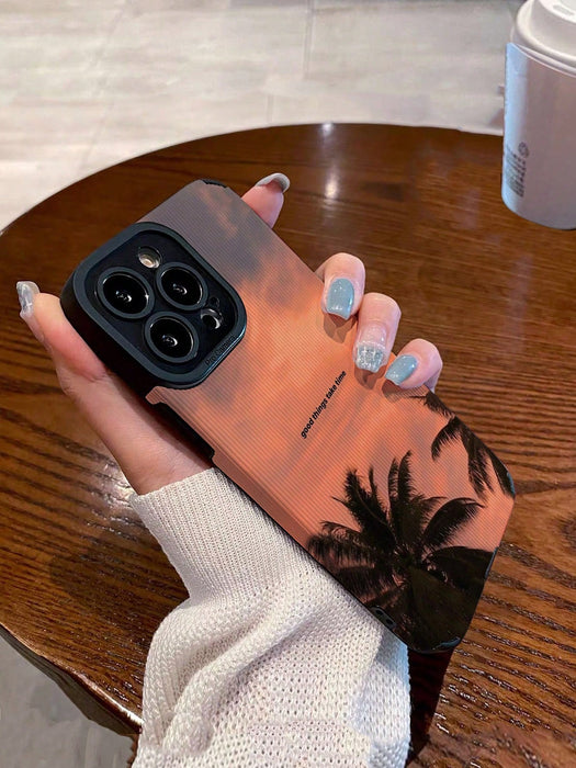 Shein Funda de teléfono anti - caída de patrón de árbol de coco compatible con IPhone12 PRO - Quierox - Tienda Online