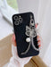 Shein Funda de teléfono con cadena de metal y colgante de perlas de mariposa para Huawei - Quierox - Tienda Online