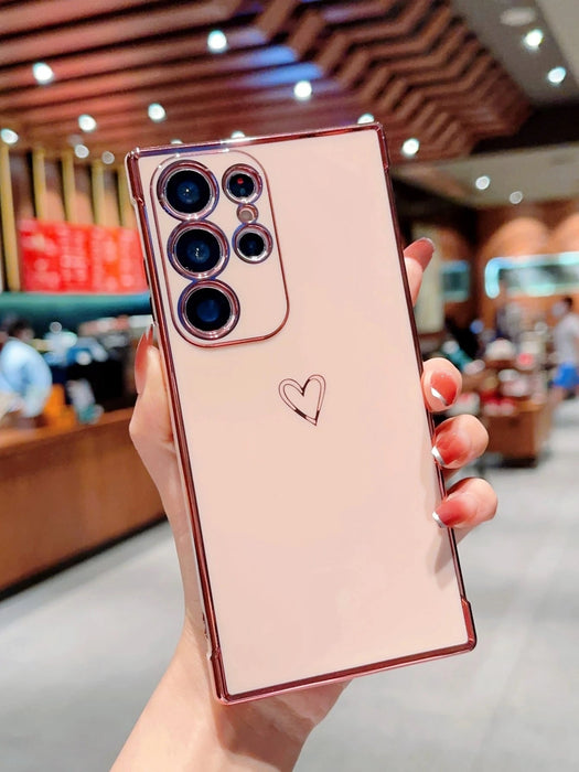SHEIN Funda de teléfono con patrón de corazones color rosa compatible con Galaxy S22 Ultra - Quierox - Tienda Online
