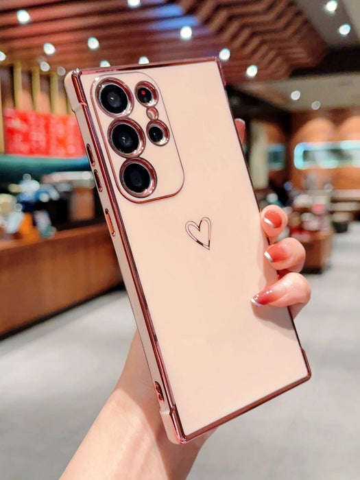 SHEIN Funda de teléfono con patrón de corazones color rosa compatible con Galaxy S22 Ultra - Quierox - Tienda Online