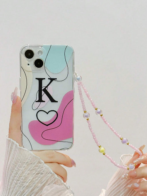 Shein Funda de telefono con pulsera, diseño de arte abtracto colores aleatorios con letra A - Quierox - Tienda Online