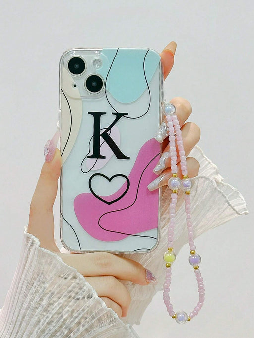 Shein Funda de telefono con pulsera, diseño de arte abtracto colores aleatorios con letra A - Quierox - Tienda Online