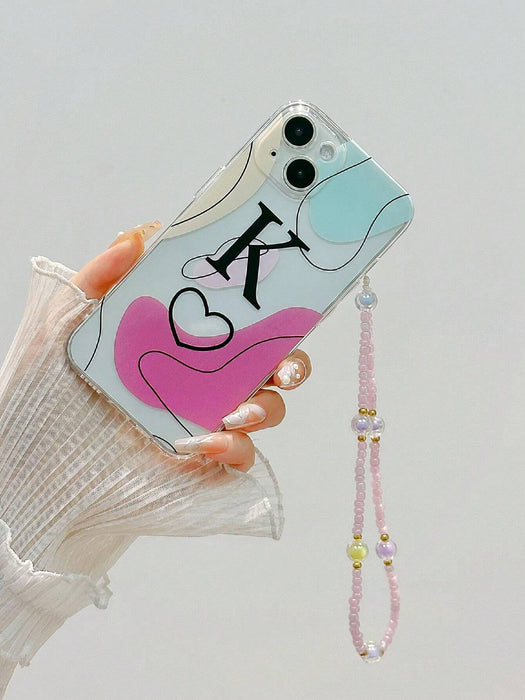 Shein Funda de telefono con pulsera, diseño de arte abtracto colores aleatorios con letra A - Quierox - Tienda Online