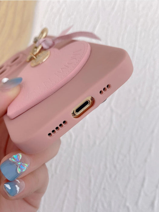 Shein Funda de teléfono sencilla con colgante de corazón para iPhone 11 Pro Max - Quierox - Tienda Online