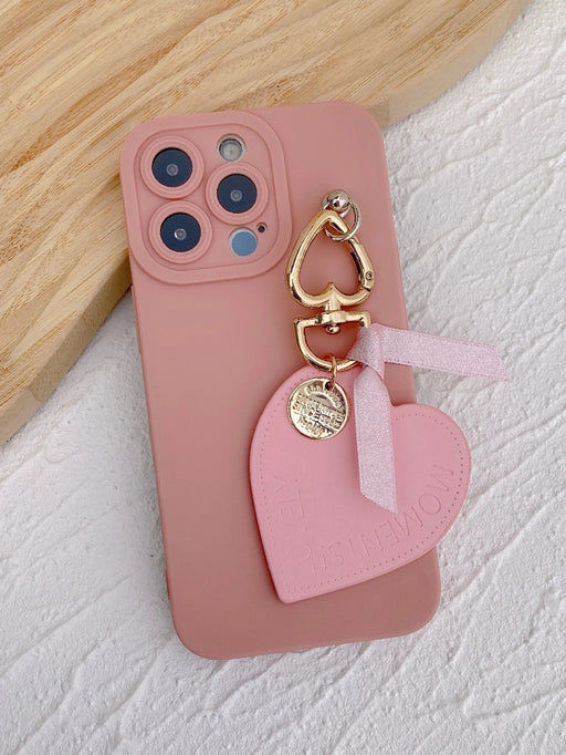 Shein Funda de teléfono sencilla con colgante de corazón para iPhone 11 Pro Max - Quierox - Tienda Online