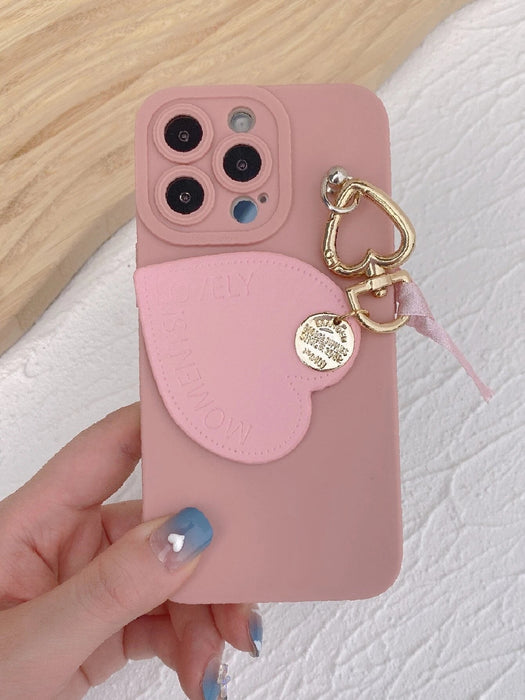 Shein Funda de teléfono sencilla con colgante de corazón para iPhone 11 Pro Max - Quierox - Tienda Online