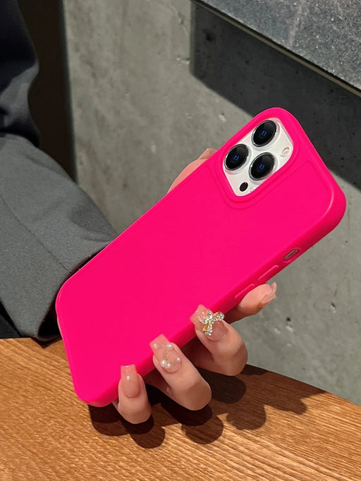Shein Funda de teléfono sólida color rosa fuerte sin diseños - Quierox - Tienda Online