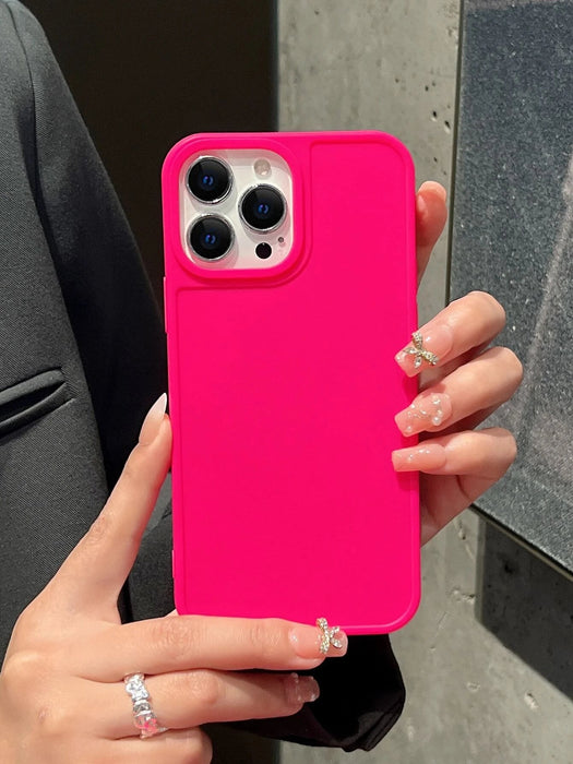 Shein Funda de teléfono sólida color rosa fuerte sin diseños - Quierox - Tienda Online