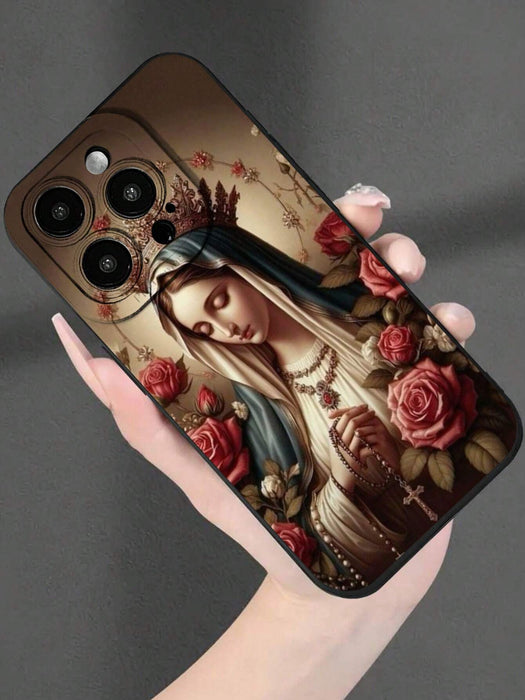 Shein Funda de teléfono suave anti-caída estampado de la Virgen María compatible con iPhone 13 pro max - Quierox - Tienda Online