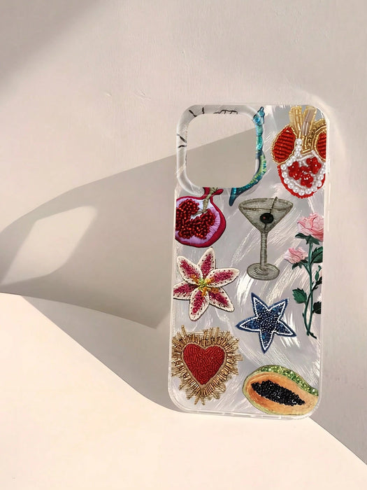 SHEIN Funda de teléfono suave, brillante y lisa con elemento en forma de corazón para iPhone 12 Pro Max - Quierox - Tienda Online