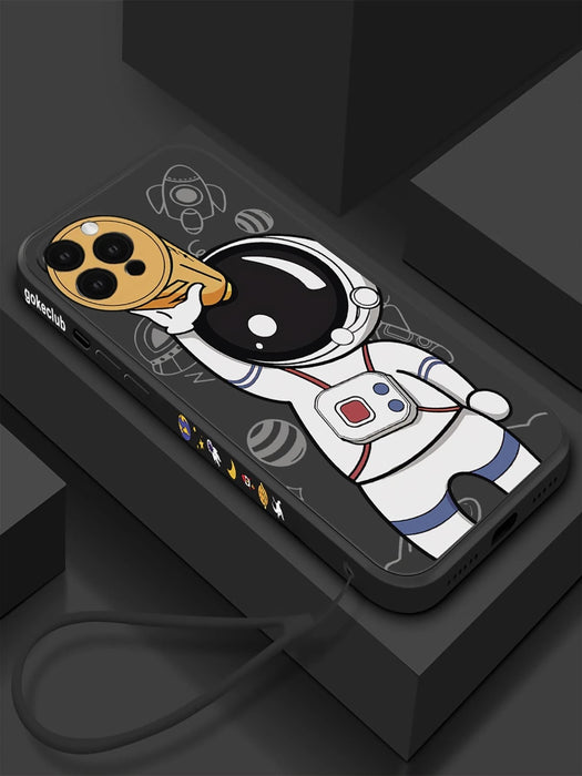 Shein funda de telefono Tpu con estampado de astronauta y telescopio con correa de mano - Quierox - Tienda Online