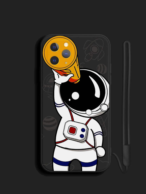 Shein funda de telefono Tpu con estampado de astronauta y telescopio con correa de mano - Quierox - Tienda Online