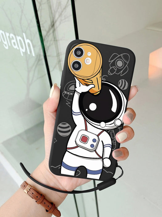 Shein funda de telefono Tpu con estampado de astronauta y telescopio con correa de mano - Quierox - Tienda Online